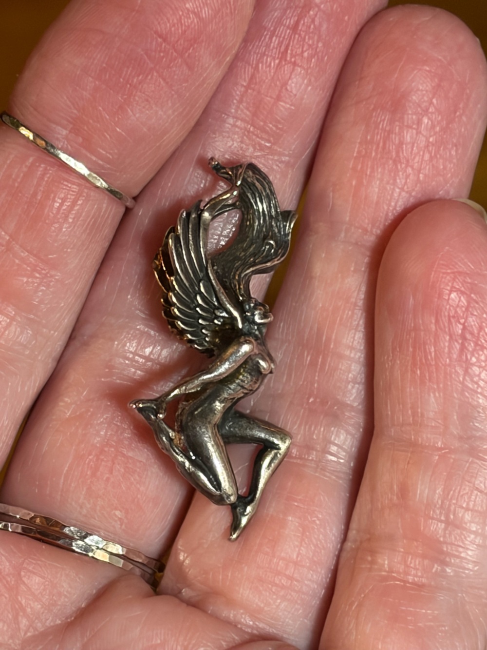 Vintage Art Nouveau STYLE Sterling Silver Naked Fairy Pendant (Please Read)